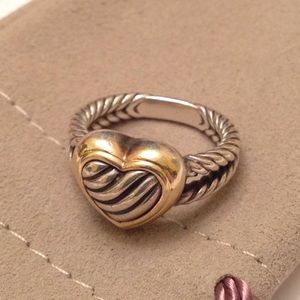 David Yurman Sterling & 18k Cable Heart Ring -5.75